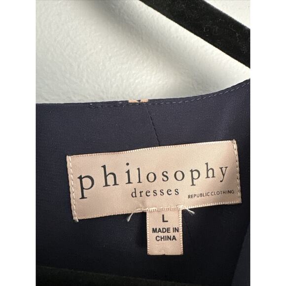 Philosophy Women's L Sheath Dress Floral Sleeveless Navy Spring‎ Flowers Keyhole - Picture 4 of 7